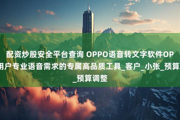 配资炒股安全平台查询 OPPO语音转文字软件OPPO用户专业语音需求的专属高品质工具_客户_小张_预算调整